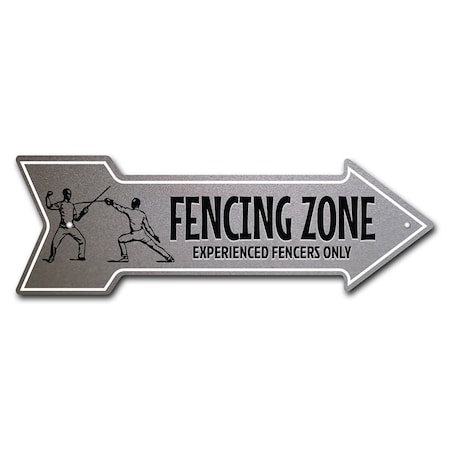 Signmission Fencing Zone Arrow Sign Funny Home Decor 18in Wide P-ARROW-999873
